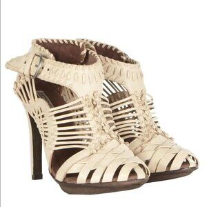 All Saints Tain Ivory Leather Gladiator Heeled Sandals Size 40